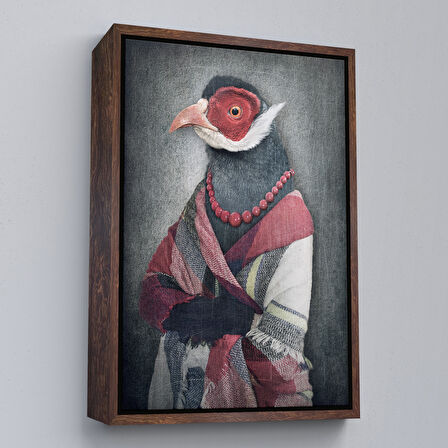 Altın Çerçeveli Kuş Kafalı İnsan Kanvas Tablo