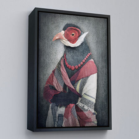 Siyah Çerçeveli Kuş Kafalı İnsan Kanvas Tablo