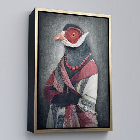 Siyah Çerçeveli Kuş Kafalı İnsan Kanvas Tablo