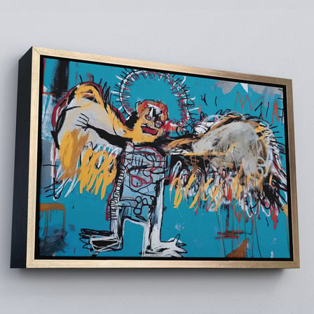 Altın Çerçeveli Jean Michel Basquiat'ın Düşmüş Melek Eseri Kanvas Tablo