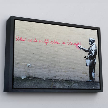 Kahverengi Çerçeveli Bansky'nin Hayatta Yaptiklarimiz Ebediyette Yankilanir Yazılı Eseri Tablo