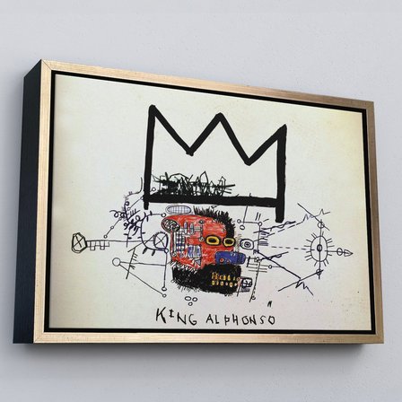Altın Çerçeveli Jean Michel Basquiat'in Kral Alphonso İsimli Eseri Kanvas Tablo