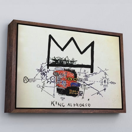 Altın Çerçeveli Jean Michel Basquiat'in Kral Alphonso İsimli Eseri Kanvas Tablo