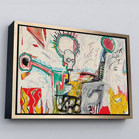 Kahverengi Çerçeveli Jean Michel Basquiat'in Untitled 1982 Kanvas Tablo