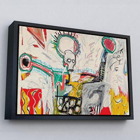 Kahverengi Çerçeveli Jean Michel Basquiat'in Untitled 1982 Kanvas Tablo