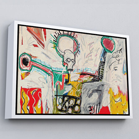 Kahverengi Çerçeveli Jean Michel Basquiat'in Untitled 1982 Kanvas Tablo