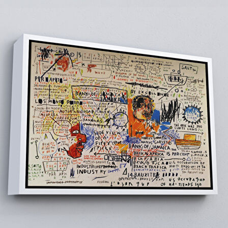 Siyah Çerçeveli Jean Michel Basquiat'in 50 cent Piece İsimli Eseri Kanvas Tablo