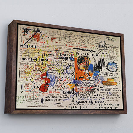 Siyah Çerçeveli Jean Michel Basquiat'in 50 cent Piece İsimli Eseri Kanvas Tablo