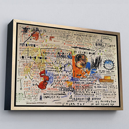 Siyah Çerçeveli Jean Michel Basquiat'in 50 cent Piece İsimli Eseri Kanvas Tablo