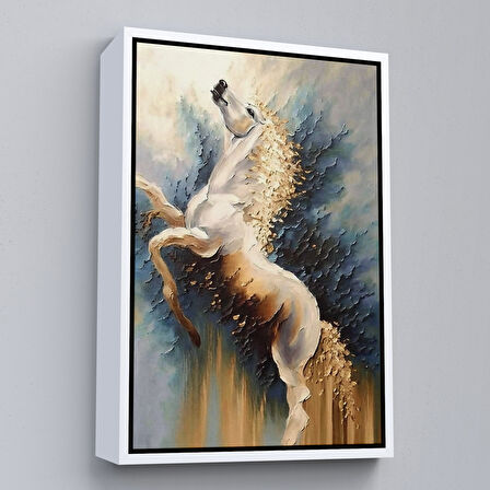 Siyah Çerçeveli Modern Soyut At Tablosu