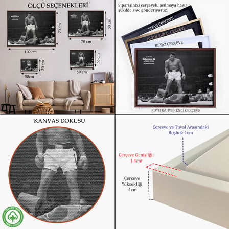 Kahverengi Çerçeveli Muhammet Ali Kanvas Tablo