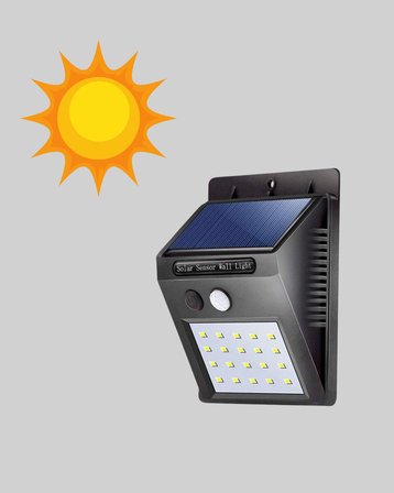 Güneş Enerjili 20 LED Hareket Sensörlü Lamba – IP65 Su Geçirmez Dış Mekan Aydınlatma