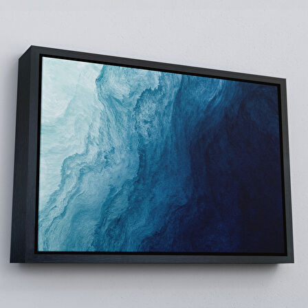 Altın Çerçeveli Okyanus Katmanları Soyut Modern Görüntüsü Kanvas Tablo