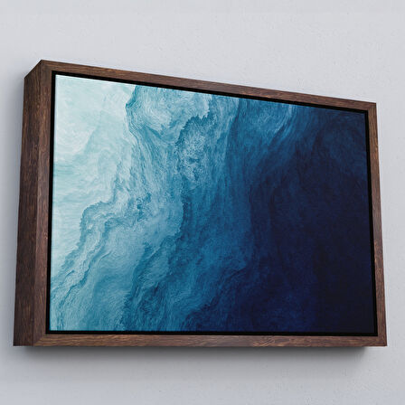 Altın Çerçeveli Okyanus Katmanları Soyut Modern Görüntüsü Kanvas Tablo