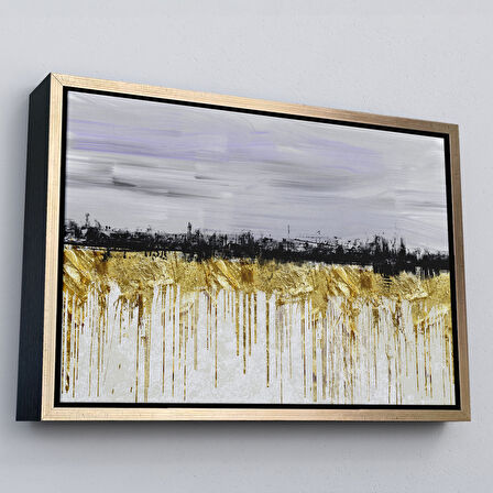 Altın Çerçeveli Gold Siyah ve Mavinin Müthiş Uyumu Modern Kanvas Tablo