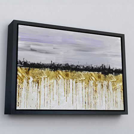 Altın Çerçeveli Gold Siyah ve Mavinin Müthiş Uyumu Modern Kanvas Tablo