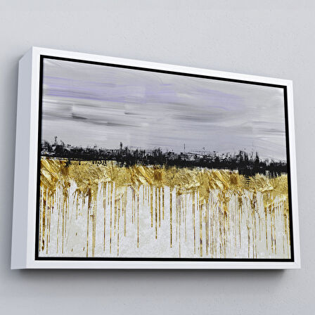 Altın Çerçeveli Gold Siyah ve Mavinin Müthiş Uyumu Modern Kanvas Tablo