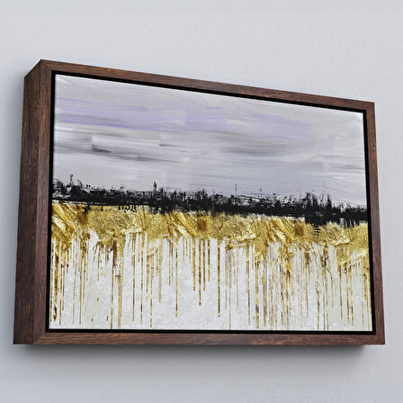 Altın Çerçeveli Gold Siyah ve Mavinin Müthiş Uyumu Modern Kanvas Tablo