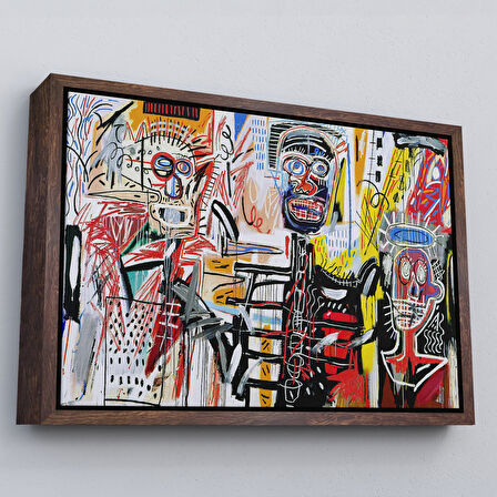 Kahverengi Çerçeveli Jean Michel Basquiat'in Untitled Kanvas Tablo