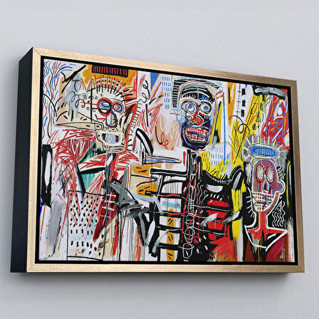 Kahverengi Çerçeveli Jean Michel Basquiat'in Untitled Kanvas Tablo