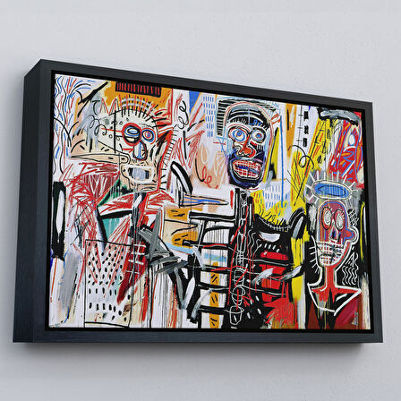 Kahverengi Çerçeveli Jean Michel Basquiat'in Untitled Kanvas Tablo