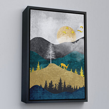 Siyah Çerçeveli Modern Renkli Soyut Tablo