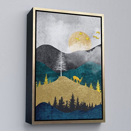 Siyah Çerçeveli Modern Renkli Soyut Tablo