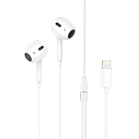 HOCO M1 Max iPhone Lightning Kulakiçi Mikrofonlu Kablolu Kulaklık-(5775) — Renk: Beyaz