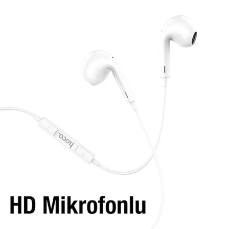 HOCO M1 Max iPhone Lightning Kulakiçi Mikrofonlu Kablolu Kulaklık-(5775) — Renk: Beyaz