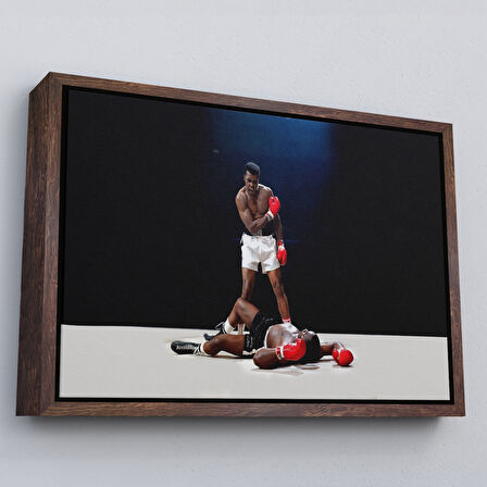 Beyaz Çerçeveli Muhammet Ali Kanvas Tablo