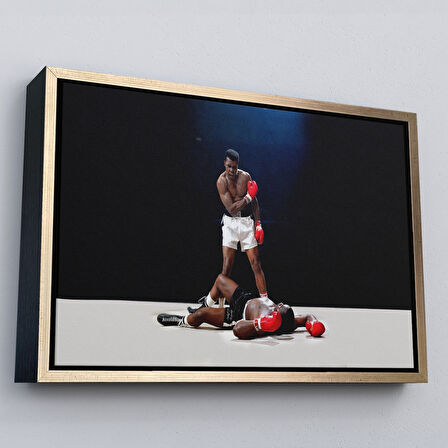 Beyaz Çerçeveli Muhammet Ali Kanvas Tablo