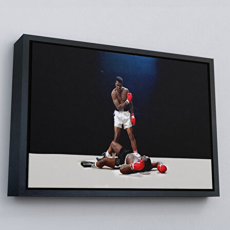 Beyaz Çerçeveli Muhammet Ali Kanvas Tablo