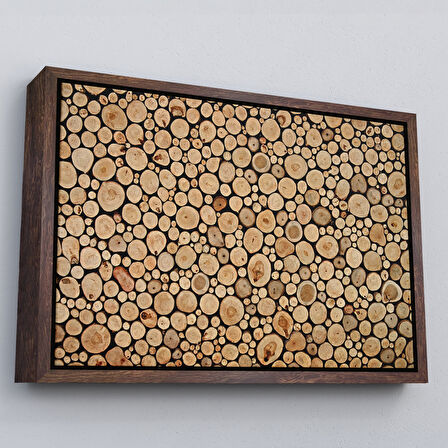 Beyaz Çerçeveli Odun Kütükler Kanvas Tablo