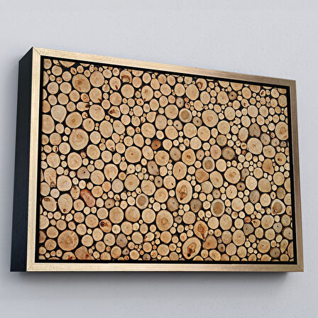 Beyaz Çerçeveli Odun Kütükler Kanvas Tablo