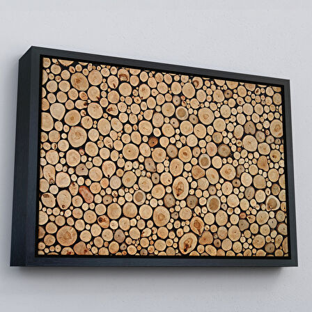 Beyaz Çerçeveli Odun Kütükler Kanvas Tablo