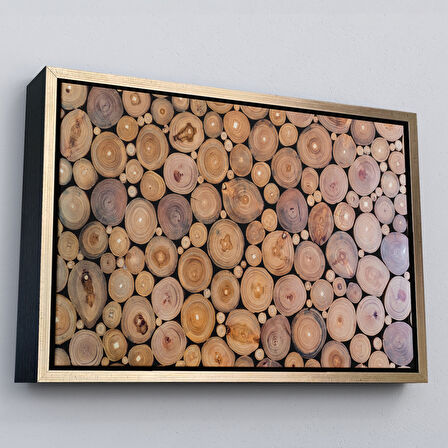 Beyaz Çerçeveli Odun Kütükler Kanvas Tablo