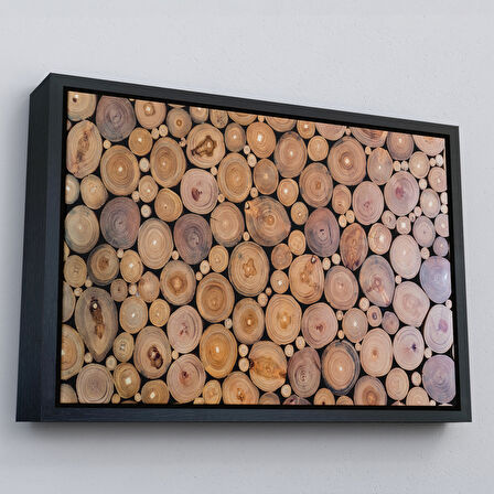 Beyaz Çerçeveli Odun Kütükler Kanvas Tablo