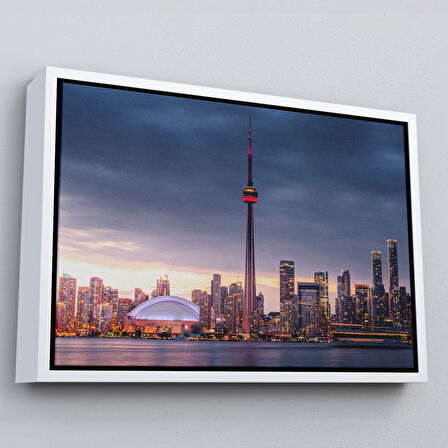 Altın Çerçeveli Kanada Toronto Manzarası Kanvas Tablo
