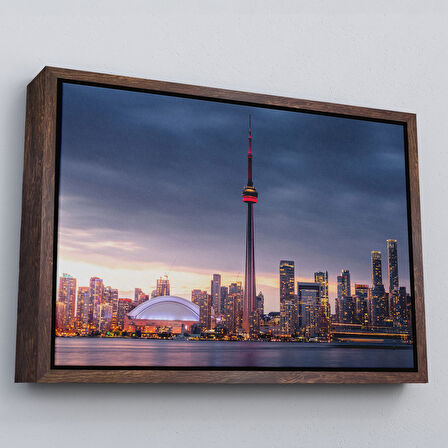 Altın Çerçeveli Kanada Toronto Manzarası Kanvas Tablo