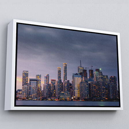 Beyaz Çerçeveli Kanada Toronto Manzarası Kanvas Tablo