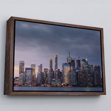 Beyaz Çerçeveli Kanada Toronto Manzarası Kanvas Tablo