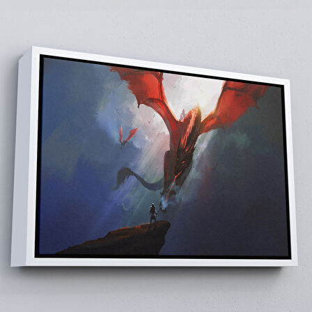 Altın Çerçeveli Ejderhanın Kaşındaki Savaşçı Kanvas Tablo