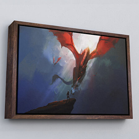 Altın Çerçeveli Ejderhanın Kaşındaki Savaşçı Kanvas Tablo