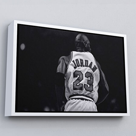 Beyaz Çerçeveli Michael Jordan Kanvas Tablo, Chicago Bulls