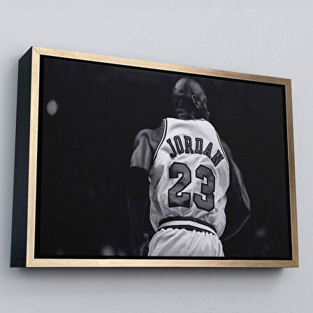 Beyaz Çerçeveli Michael Jordan Kanvas Tablo, Chicago Bulls