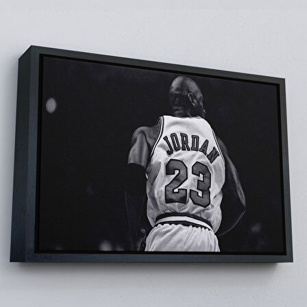 Beyaz Çerçeveli Michael Jordan Kanvas Tablo, Chicago Bulls