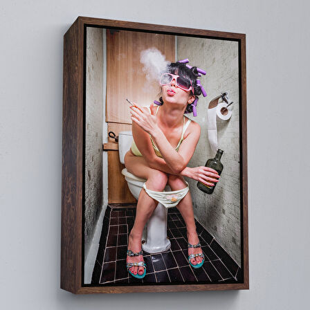 Altın Çerçeveli Tuvaletteki Kadın Kanvas Tablo