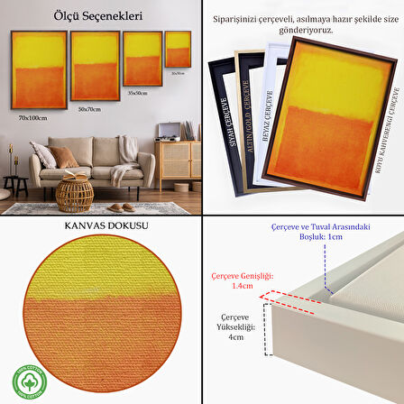 Kahverengi Çerçeveli Mark Rothko Turuncu Sarı Eseri Kanvas Tablo