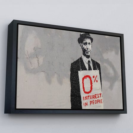 Altın Çerçeveli Banksy % 0 Faiz Oranı İsimli Çalışması Kanvas Tablo / % 0 Interest In People