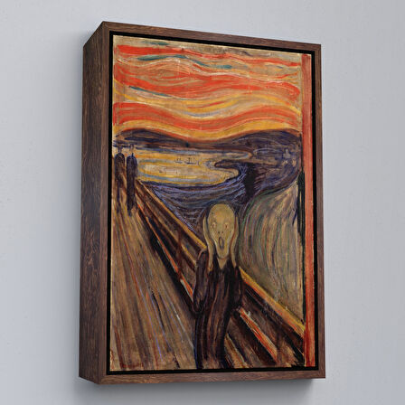 Altın Çerçeveli Edvard Munch'un Çığlık İsimli Eseri Kanvas Tablo